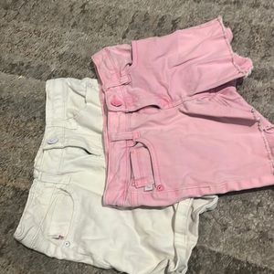 pink and white shorts